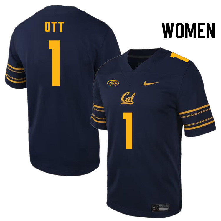 Women #1 Jaydn Ott California Golden Bears ACC Conference College Football Jerseys Stitched Sale-Nav